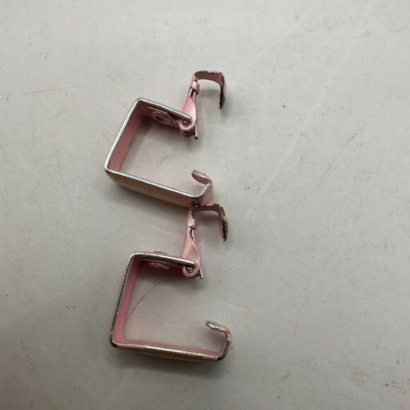 Vintage Pink Rectangular Clip-On Earrings - Picture 5 of 5